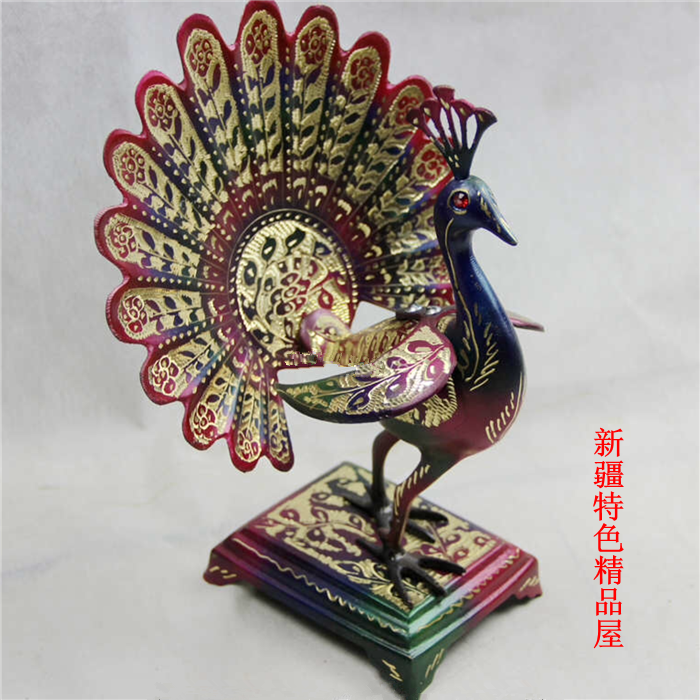 12 inch bronze carved animal peacock open screen Pakistani bronze color carved handicraft ornament gifts