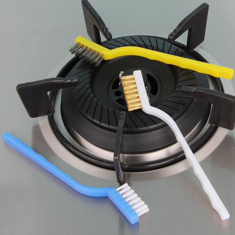 Japan KM Kitchen Powerful Decontamination Brush 3 brass wire steel wire brushed gas stove steel ring range hood slit brush