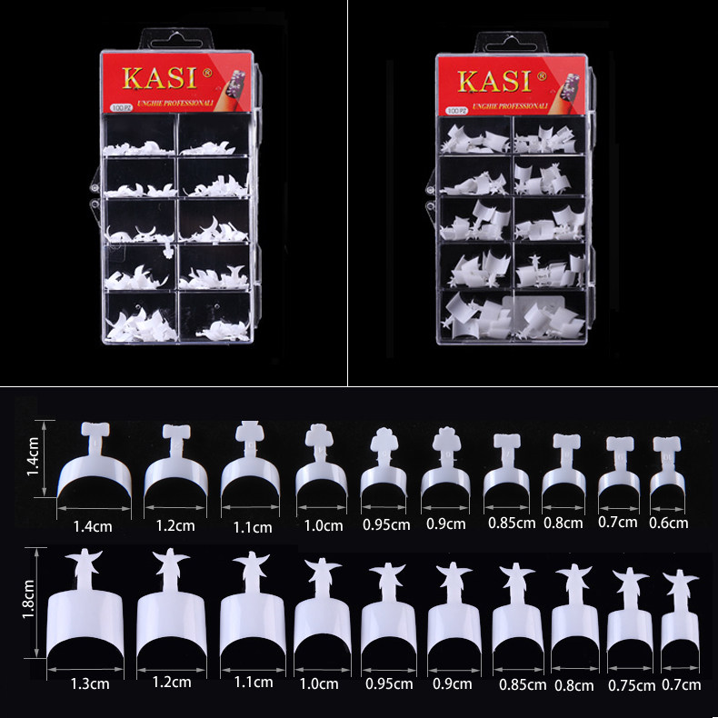 KaSi月牙法式长/短款甲片光疗水晶甲延长指甲美甲工具10型号100片