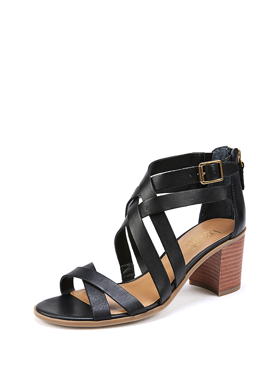 FRANCO SARTO 黑色多层交叉襻带高跟鞋