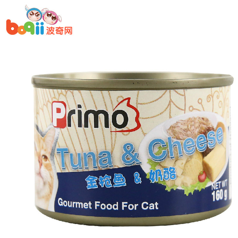 宠物猫零食PRIMO 高能养生系列白身金枪鱼+奶酪猫罐头160g 猫湿粮