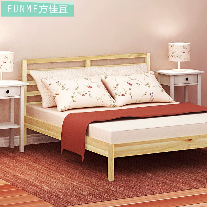 Fang Jiayi Tawa giường gỗ rắn đồ nội thất bảo vệ môi trường giường đôi 1,5 mét 1,8 mét Giường ngủ tối giản hiện đại kiểu Bắc Âu - Giường