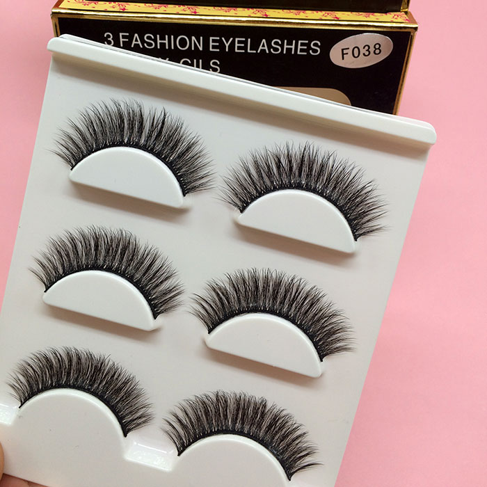 Soft black stem 3D three-dimensional style 3 pairs of false eyelashes ultra-thick naked makeup simulation high-grade upper eyelashes F038