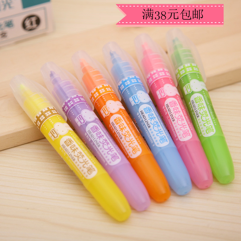 Morning Light Fluorescent Pen Cute Mifi Series Insert Cover Type Fluorescent Pen 21003 Stationery Color Scented Fluorescent Pen