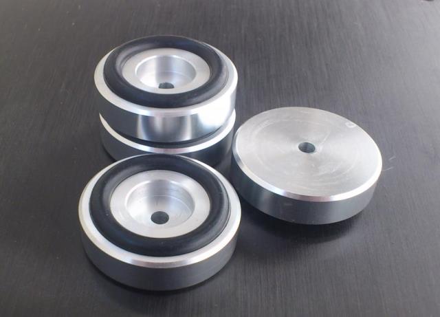BRZHiFi-diameter 39 mm height 10 mm fit rubber ring damping silver aluminium machine foot