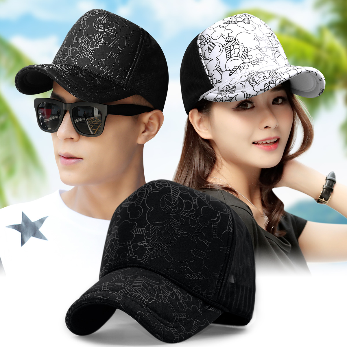 Choose Letter Spring Summer High Up Truck Cap Fashion Korean Version Popcorn Truck Cap Tide Man Men And Women Internet Cap Tide