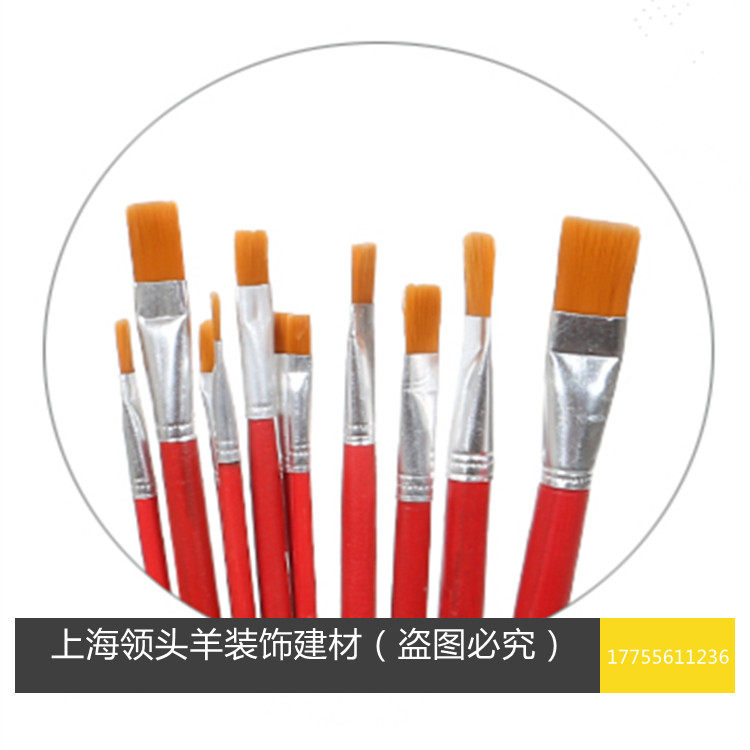 Manufacturer direct sales red rod nylon fur brush flat head watercolor pencil paint paint brush tick pen