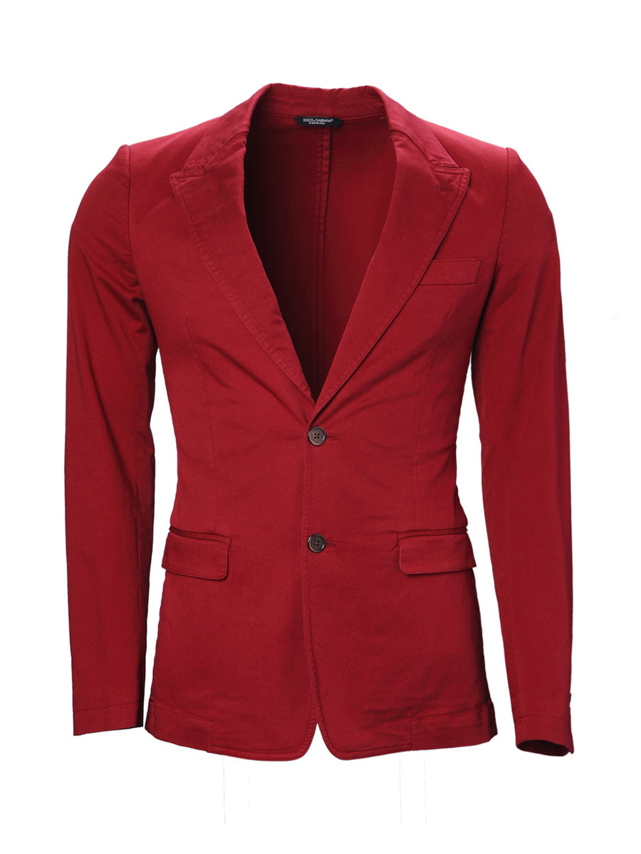 Dolce&Gabbana 大红色戗驳领两粒扣休闲西装外套