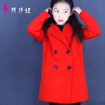 New Korean version of handmade double-sided cashmere wool middle-aged childrens clothing coat woolen windbreaker coat direct sales
