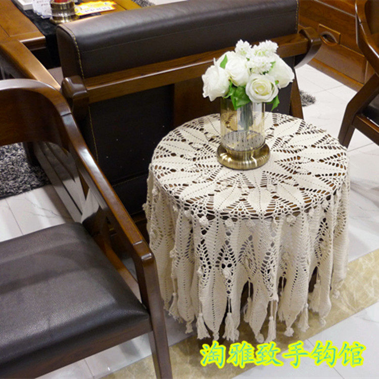 Naughty-pure hand crochet hook Cotton Hollowed-out Lace Woven Eurostyle Nostalgia Retro Table Cloth Table Cloth Cup Mat
