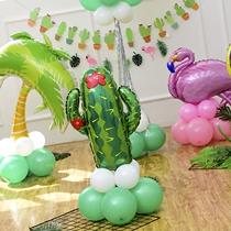 Net Red Fruits Plant Aluminum Film Green Leaf Cactus Fire Birds Summer Birthday Party Arranged Balloon Road Leading Post