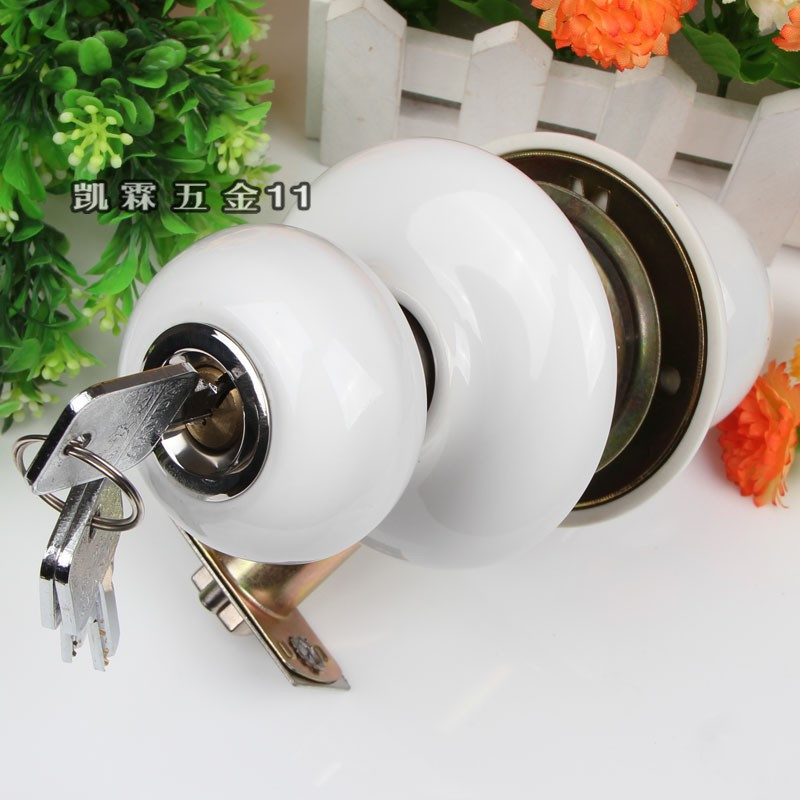 Exquisite ceramic ball lock spherical handle lock indoor spherical lock American bedroom white door lock door ball lock