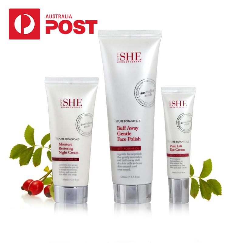 OM SHE洁面霜125ml+眼霜去黑眼圈20ml+保湿晚霜60ml套装 澳洲直邮