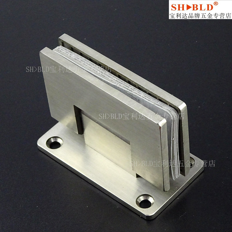 Kuailang 304 stainless steel bathroom door clip 90-degree bilateral single clip shower room glass door hinge sauna door hinge