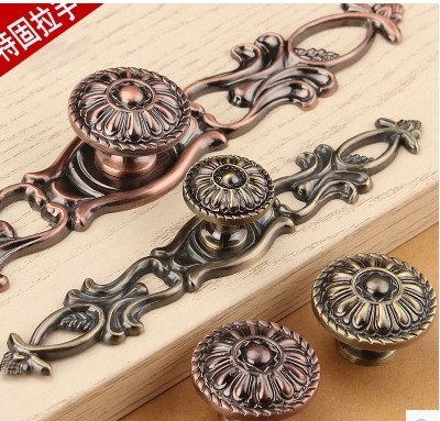 European antique antique bronze furniture drawer handle retro classical wardrobe handle hardware overall cabinet door single hole handle
