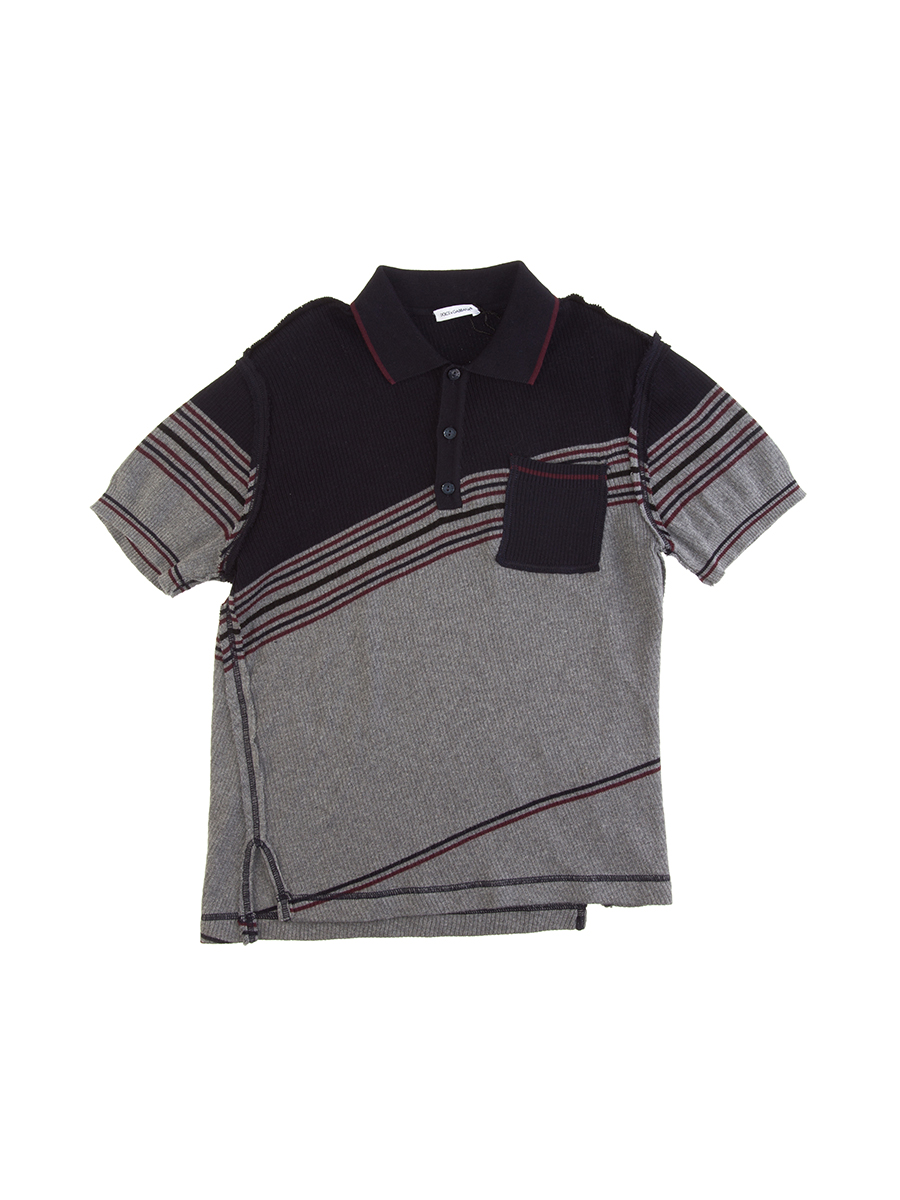 Dolce&Gabbana 灰色个性拼接短袖针织衫