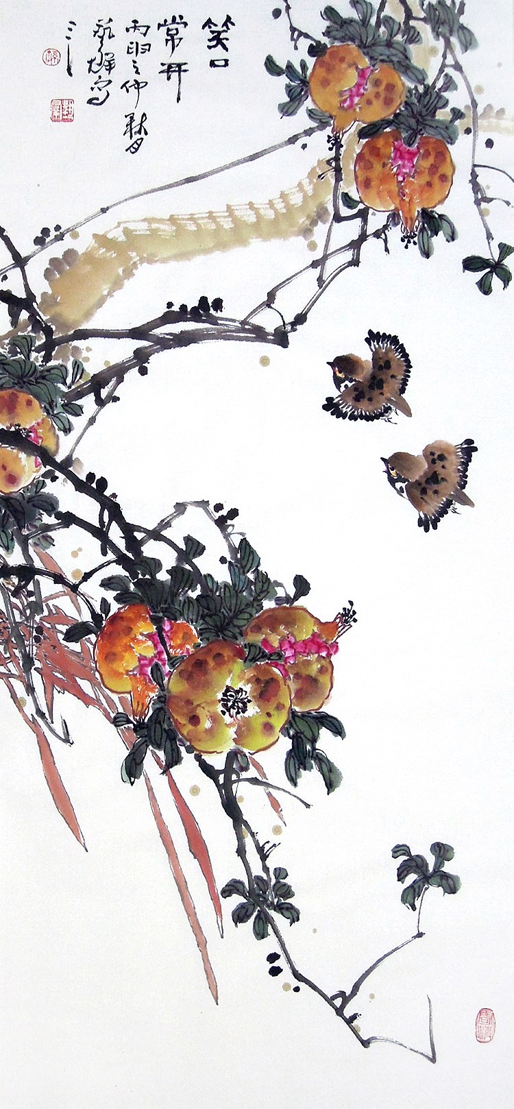 (painting and calligraphy painting and calligraphy) C25351 Sun Yiqun writes about flower and bird country painting with a common mouth (small three feet)