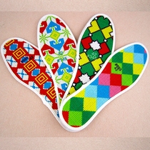  Cross-stitch insole pure cotton semi-finished products 6 layers of precision printing men and women pinholes sweat-absorbing breathable deodorant full 6 pairs