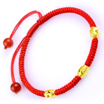 K gold agate 24K red rope gold transfer anklet Passepartout red rope gold bead anklet couple anklet