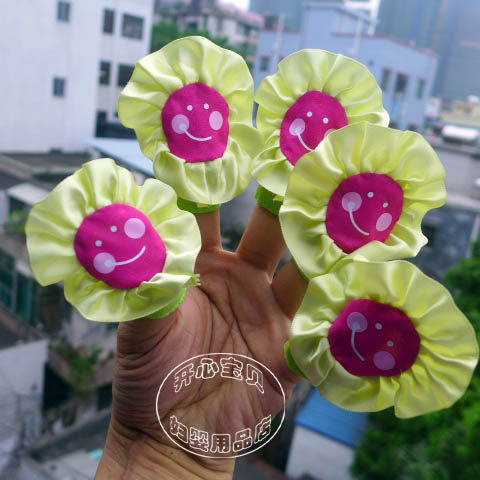 Foreign Trade Original Single Q Edition Small Flowers Fingers Occasional Toys Laughs Face Flowers Finger Puppets Early Childhood Teaching Props