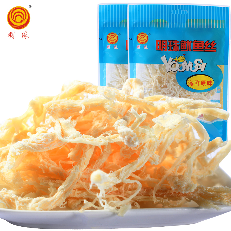 Pearl Boat Mountain original flavor squid Fish Silk Seafood Small Squid dry ready-to-eat snack pearl squid 50 gr