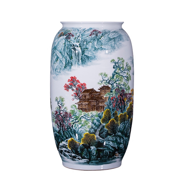 Jingdezhen ceramics famous master hand of large vases, mountain stream home sitting room adornment is placed