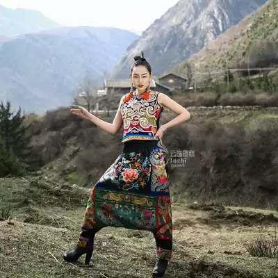 Cloud decoration totem original design women's trousers Hand-embroidered ethnic style trousers Personality Harem pants down trousers trousers