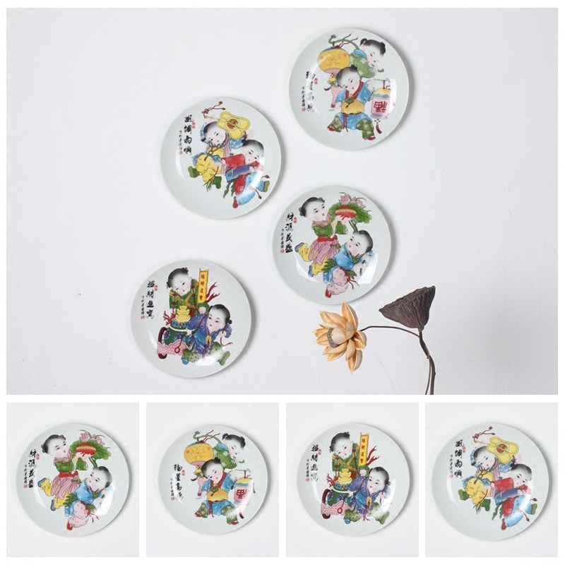 Jingdezhen decorative hanging dish wall act the role of ceramic wall act the role ofing sitting room background wall combination pendant decorative landscape is hanged on the wall