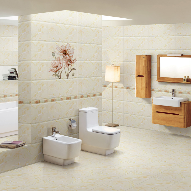 Kitchen and bathroom tiles 300X600 impermeable wall tiles light yellow stone pattern bathroom balcony floor tiles