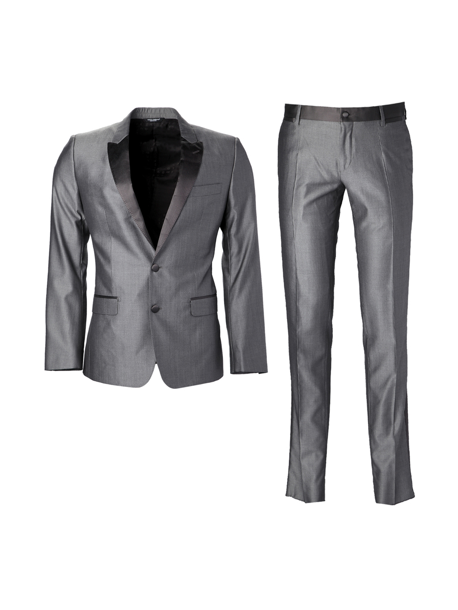 Dolce&Gabbana 灰色拼接枪驳领两粒扣西服套装