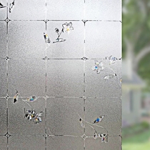 Small fresh shading No glue mildew antibacterial curtain film Bathroom privacy Colorful flowers Bedroom living room Bathroom glass