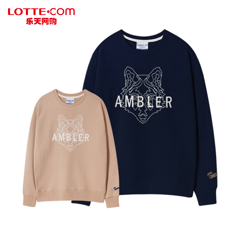 乐天网购AMBLER男女同款秋冬长袖卫衣圆领套头百搭韩国直邮