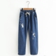 Mùa thu 2017 của phụ nữ mới Quần áo nữ Hàn Quốc sinh viên cô gái nhỏ tươi quần jeans sang trọng quần retro mùa đông shop quần áo nữ Quần jean