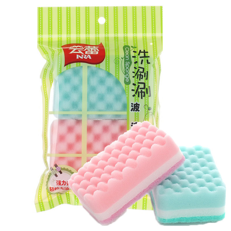 【天猫超市】 云蕾 波浪百洁海绵擦抹布百洁布洗碗布(2片装)10335