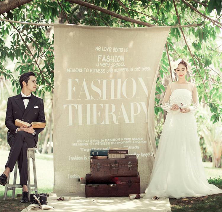 New photo gallery Exterior View Photo Props Personality writing True Brigade Wedding Photography Wedding photo shoot Korean background cloth Boumb