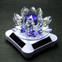 Promotional k9 crystal rotating Lotus solar automatic rotating car decoration ornaments