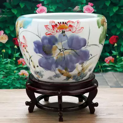 Jingdezhen ceramic fish tank raising goldfish turtle water lily basin lotus bowl lotus tank living room household fish bowl lotus tank