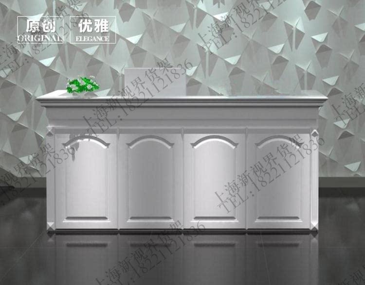 Cashier's counter Counter Clothing Shop Bar Counter Eu Style Brief Fashion Atmosphere Foreground White Baking Lacquered Counter Woody Collection Desk