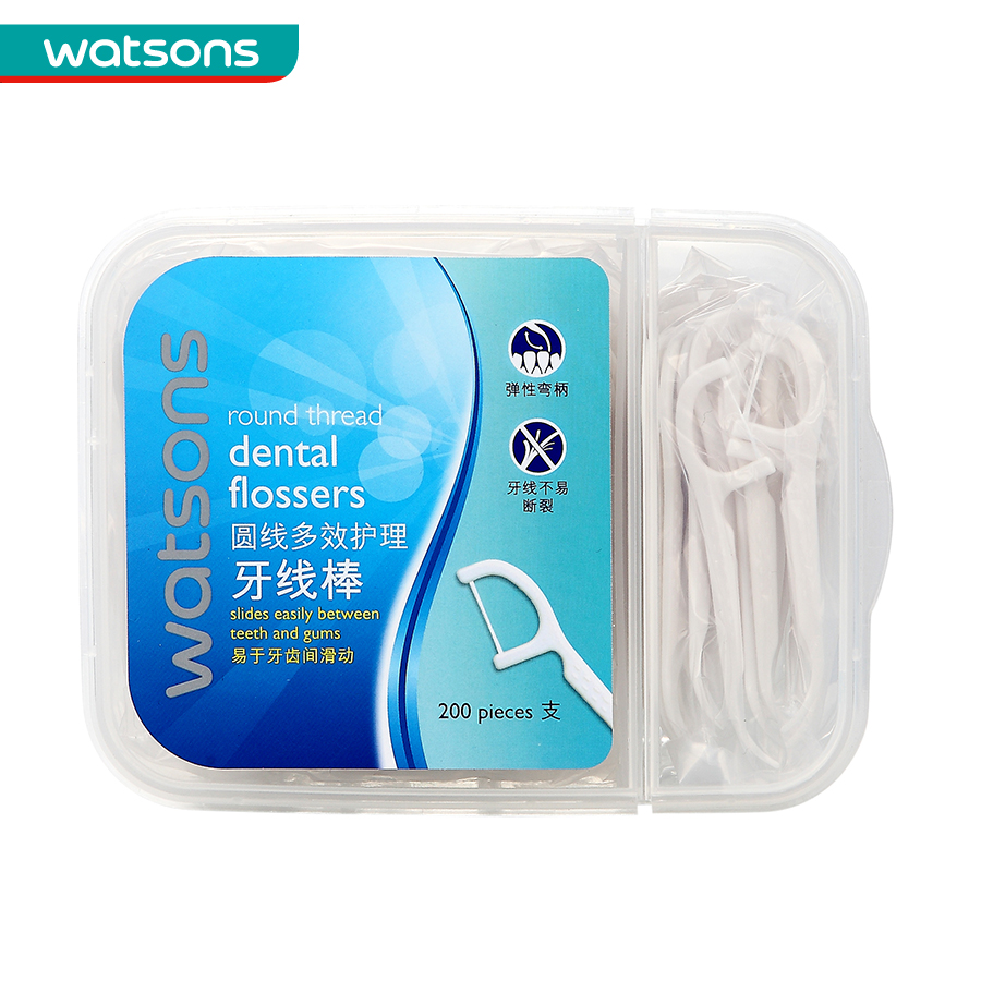 Watsons屈臣氏圆线多效护理牙线棒200支