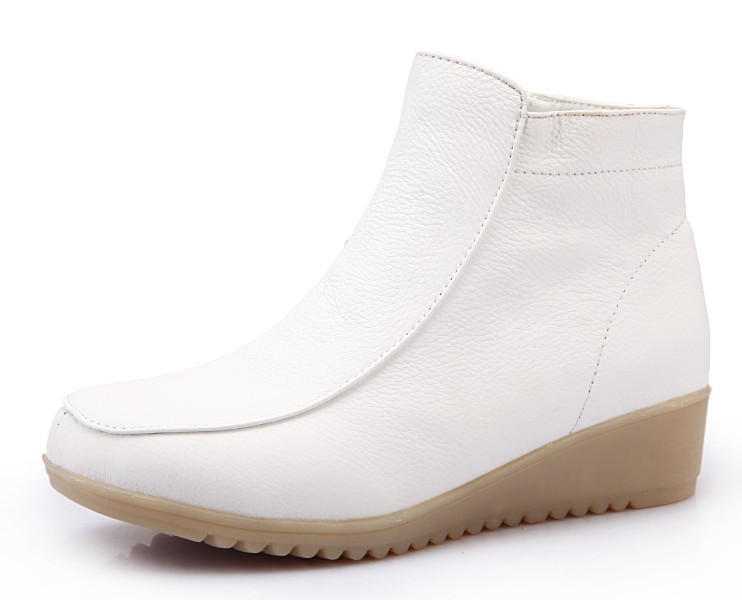 Linzhino white soft wear-resistant nurse shoes cotton boots wedge heel beef tendon bottom short boots Nightingale fee