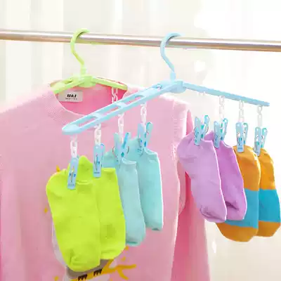 Shangpin Xuan printing foldable portable travel clothes rack Creative multi-function clothes rack Plastic clothes rack clothespin