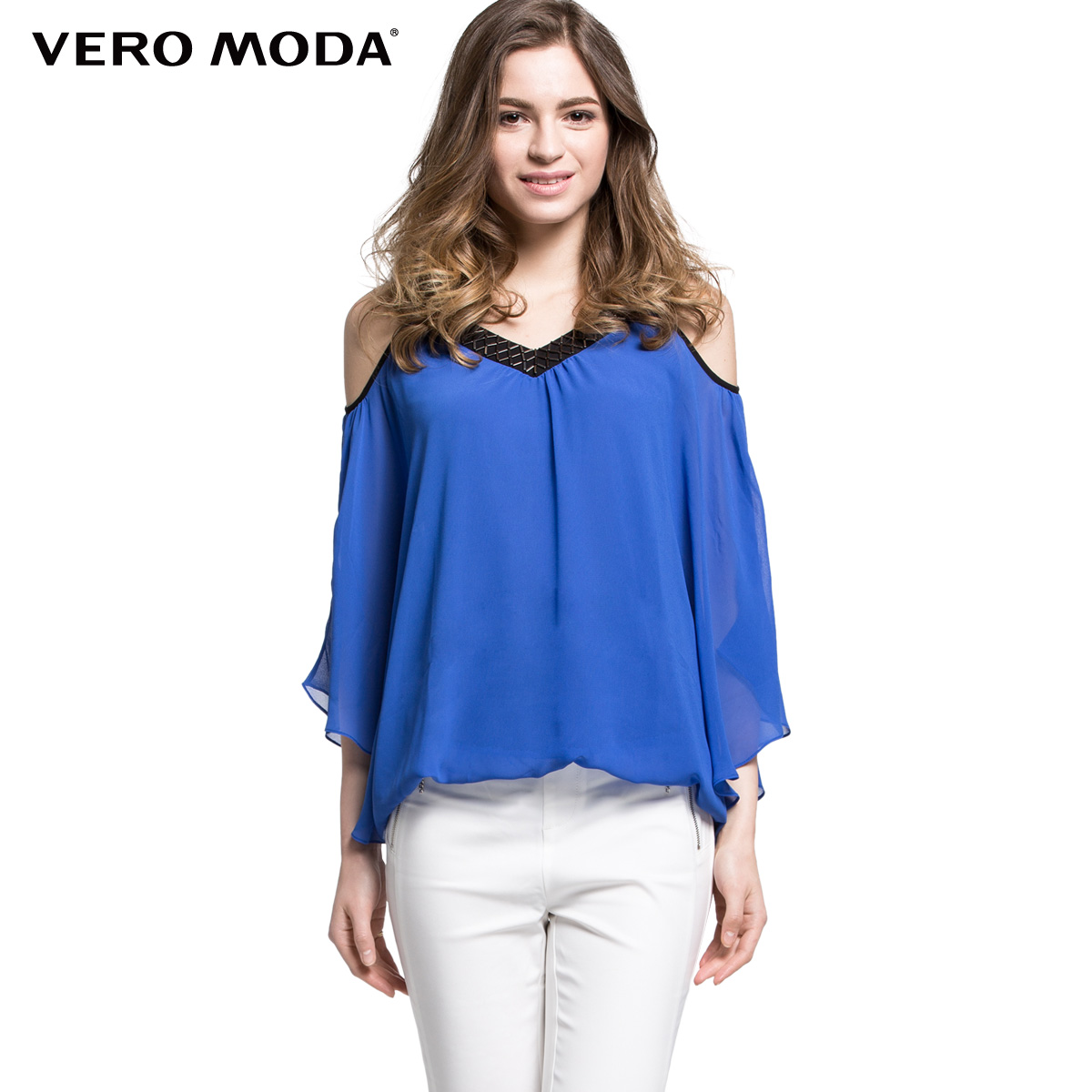 Vero Moda雪纺V领宽松版型女T恤 |315158004