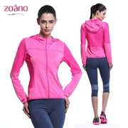 Zoano Zona mới mùa xuân thể thao áo gió nữ mỏng thể thao quần áo da tốc độ quần áo chạy quần áo tập thể dục