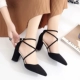 Phiên bản hàn quốc 2018 mới dày với sandal nữ mùa hè mũi nhọn cao gót quai ngang đơn giản gợi cảm miệng nông nữ