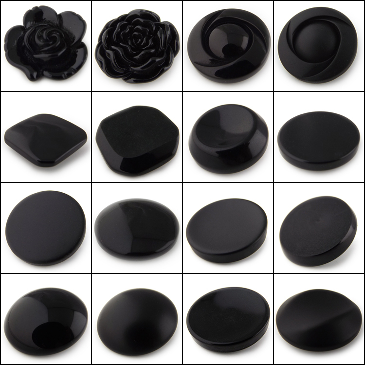 High-End Wool Coat Women's Clothing Black Round Square Mushroom Trench Coat Sweater Buttons Resin Buttons Clothing Buttons