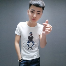 Spirit guy Slim half sleeve T-shirt mens summer new short sleeve t-shirt round neck trend personality print shirt mens clothing