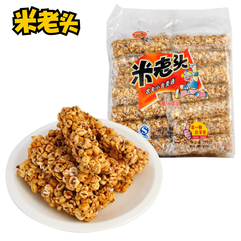 【天猫超市】米老头 农夫小舍麦通花生味350g 休闲膨化零食品