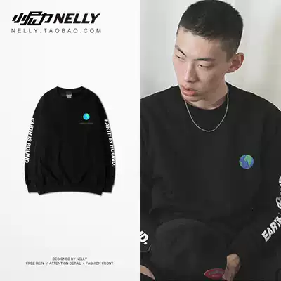 Korean ulzzang retro cartoon bright color pullover men and women Tide brand clothes loose couple thick T-shirt