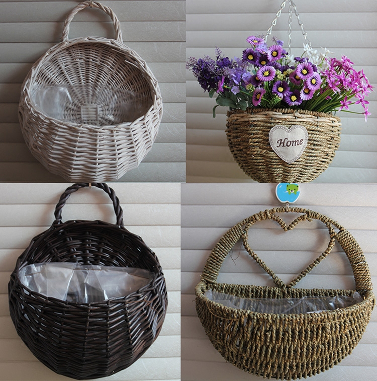 Usd 24 54 Wicker Woven Basket Flower Pots Wall Hanging Wicker Woven Basket Flower Pots Wall Hanging Rattan Mounted