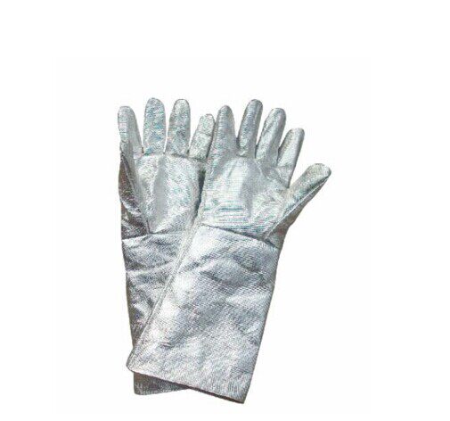 Aluminum foil fire insulation gloves Aluminum foil high temperature smelting baking gloves resistant to 500-1000 degrees five fingers aluminum foil